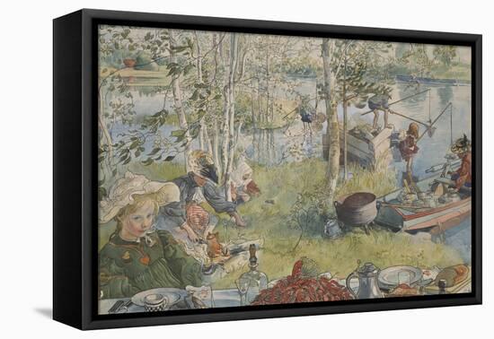 La Peche Aux Ecrevisses - Crayfishing, by Larsson, Carl (1853-1919). Acryl Colours on Paper. Dimens-Carl Larsson-Framed Premier Image Canvas