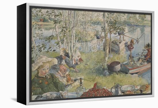 La Peche Aux Ecrevisses - Crayfishing, by Larsson, Carl (1853-1919). Acryl Colours on Paper. Dimens-Carl Larsson-Framed Premier Image Canvas