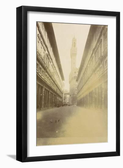 La perspective du palais des Offices et du palazzo Vecchio à Florence-null-Framed Giclee Print