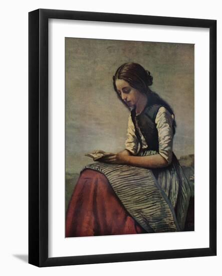 'La petite Liseuse ou Jeune bergère assise et lisant', c1855-Jean-Baptiste-Camille Corot-Framed Giclee Print