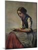 'La petite Liseuse ou Jeune bergère assise et lisant', c1855-Jean-Baptiste-Camille Corot-Mounted Giclee Print