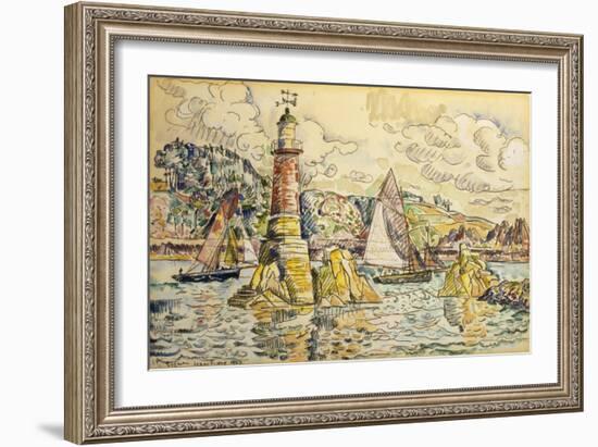 La Phare a Lezardrieux, 1927-Paul Signac-Framed Giclee Print