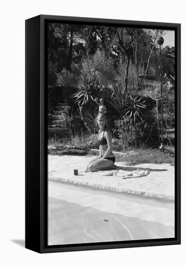 La Piscine by Jacques Deray with Romy Schneider, 1969 (b/w photo)-null-Framed Stretched Canvas