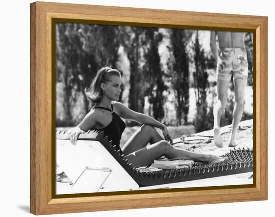 La Piscine by Jacques Deray with Romy Schneider, 1969 (chaise longue by la serie Module 400 by Roge-null-Framed Stretched Canvas