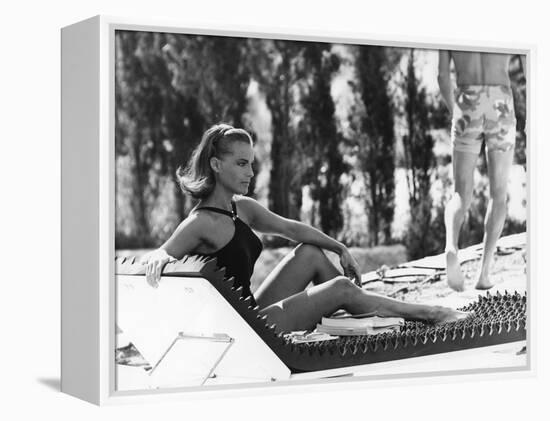 La Piscine by Jacques Deray with Romy Schneider, 1969 (chaise longue by la serie Module 400 by Roge-null-Framed Stretched Canvas