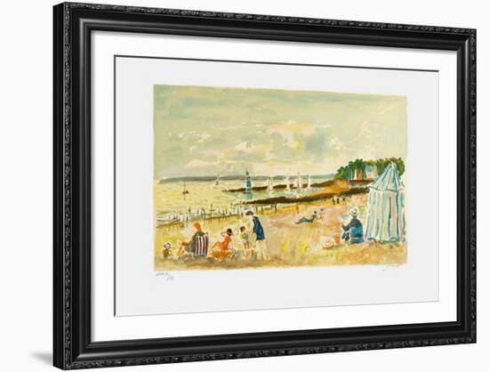 La plage de Carnac-Jean-claude Picot-Framed Collectable Print