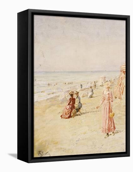 La Plage, Ostende-Alfred Emile Léopold Stevens-Framed Premier Image Canvas