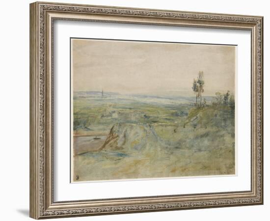 La Plaine, Vue Des Hauteurs De Meudon, C.1833 (W/C & Oil Paint on Wove Paper)-Theodore Rousseau-Framed Giclee Print