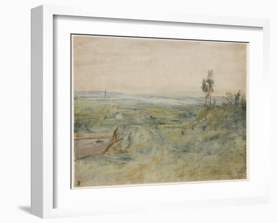 La Plaine, Vue Des Hauteurs De Meudon, C.1833 (W/C & Oil Paint on Wove Paper)-Theodore Rousseau-Framed Giclee Print