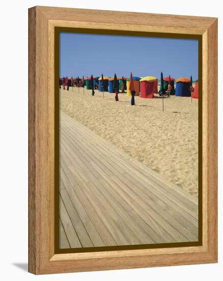 La Planche (Boadwalk) and Beach, Deauville, Calvados, Normandy, France-David Hughes-Framed Premier Image Canvas