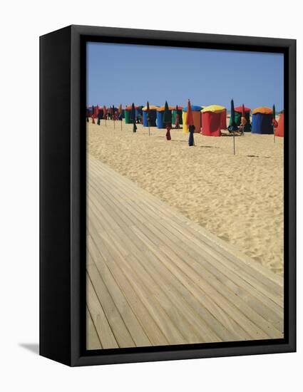 La Planche (Boadwalk) and Beach, Deauville, Calvados, Normandy, France-David Hughes-Framed Premier Image Canvas