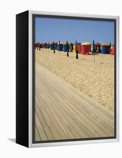 La Planche (Boadwalk) and Beach, Deauville, Calvados, Normandy, France-David Hughes-Framed Premier Image Canvas