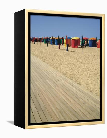 La Planche (Boadwalk) and Beach, Deauville, Calvados, Normandy, France-David Hughes-Framed Premier Image Canvas