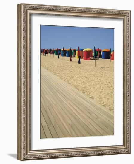 La Planche (Boadwalk) and Beach, Deauville, Calvados, Normandy, France-David Hughes-Framed Photographic Print