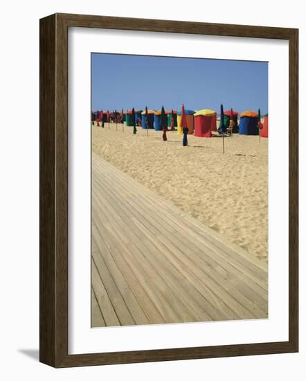 La Planche (Boadwalk) and Beach, Deauville, Calvados, Normandy, France-David Hughes-Framed Photographic Print