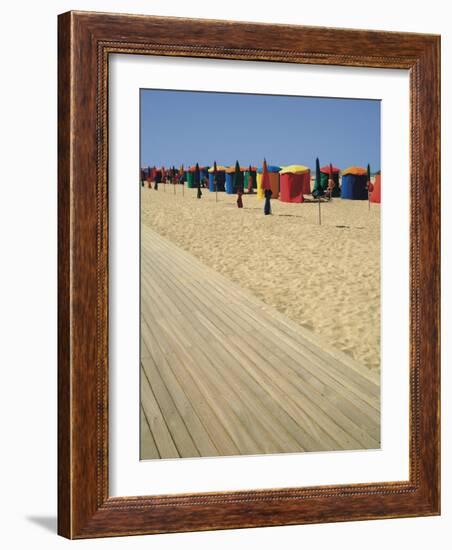 La Planche (Boadwalk) and Beach, Deauville, Calvados, Normandy, France-David Hughes-Framed Photographic Print