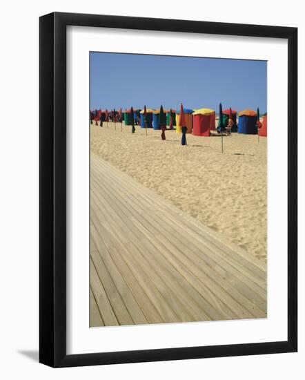 La Planche (Boadwalk) and Beach, Deauville, Calvados, Normandy, France-David Hughes-Framed Photographic Print