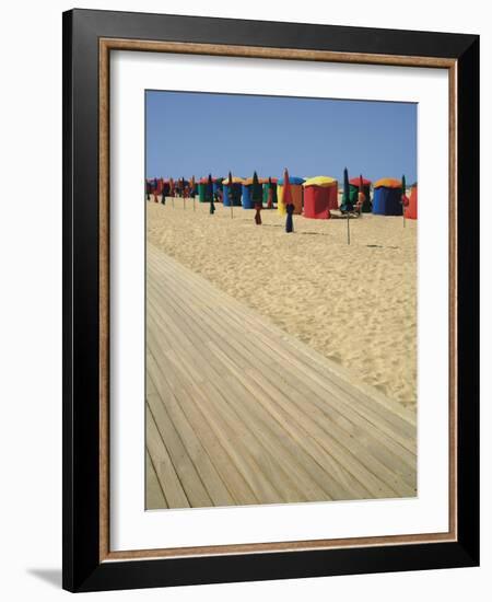 La Planche (Boadwalk) and Beach, Deauville, Calvados, Normandy, France-David Hughes-Framed Photographic Print