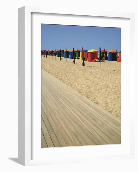 La Planche (Boadwalk) and Beach, Deauville, Calvados, Normandy, France-David Hughes-Framed Photographic Print