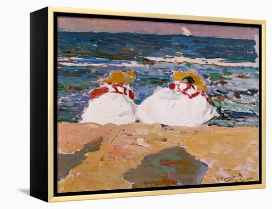 La playa de Valencia.-Joaquin Sorolla-Framed Premier Image Canvas