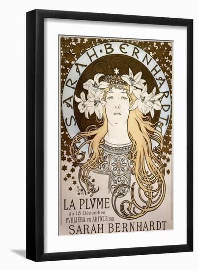 La Plume', Featuring Sarah Bernhardt, 1896-Alphonse Mucha-Framed Giclee Print