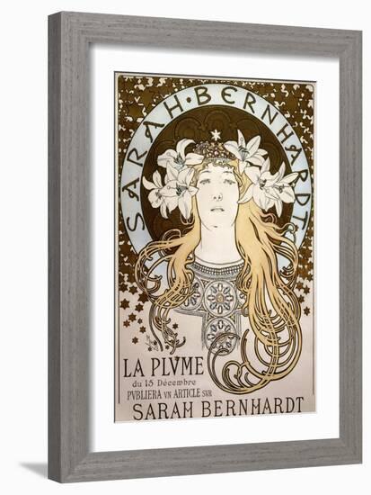 La Plume', Featuring Sarah Bernhardt, 1896-Alphonse Mucha-Framed Giclee Print