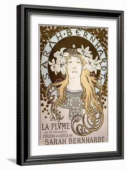 La Plume', Featuring Sarah Bernhardt, 1896-Alphonse Mucha-Framed Giclee Print