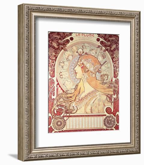 La Plume-Alphonse Mucha-Framed Premium Giclee Print