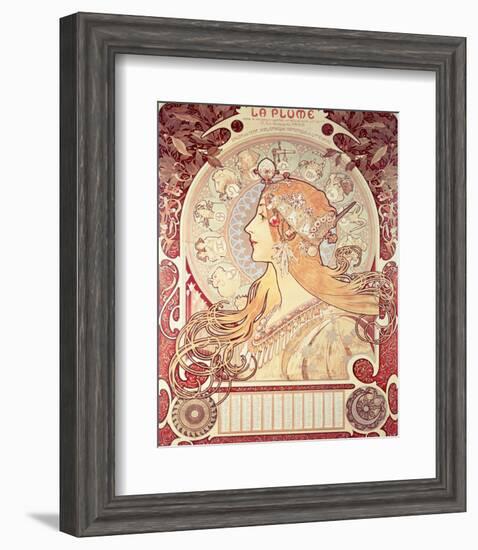 La Plume-Alphonse Mucha-Framed Premium Giclee Print