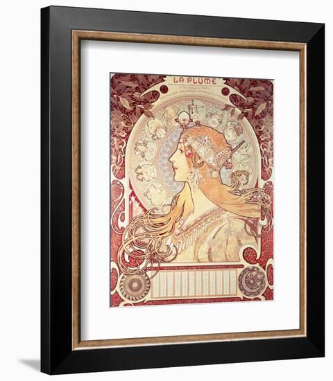 La Plume-Alphonse Mucha-Framed Premium Giclee Print