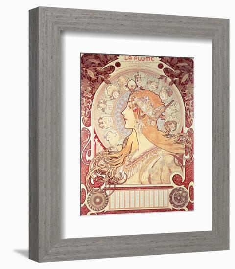 La Plume-Alphonse Mucha-Framed Premium Giclee Print