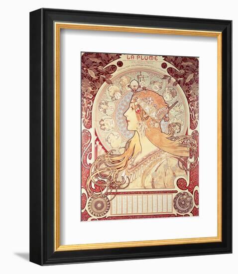 La Plume-Alphonse Mucha-Framed Premium Giclee Print