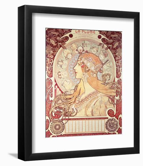 La Plume-Alphonse Mucha-Framed Premium Giclee Print