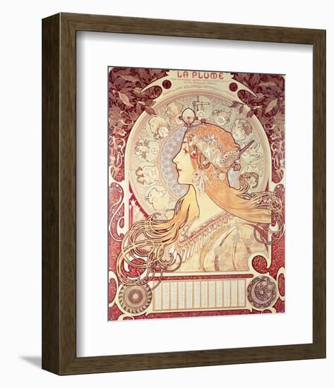 La Plume-Alphonse Mucha-Framed Premium Giclee Print