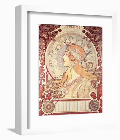 La Plume-Alphonse Mucha-Framed Premium Giclee Print