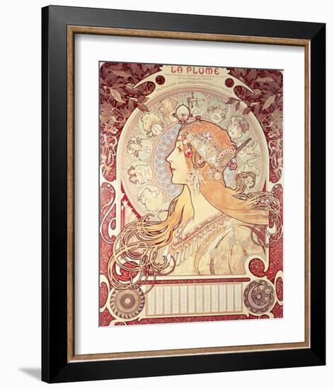 La Plume-Alphonse Mucha-Framed Premium Giclee Print