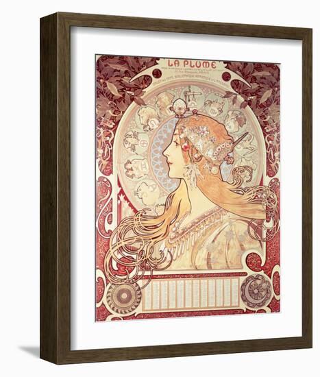 La Plume-Alphonse Mucha-Framed Premium Giclee Print