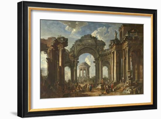 La prédication d'un apôtre dans des ruines d'architecture-Giovanni Paolo Pannini-Framed Giclee Print