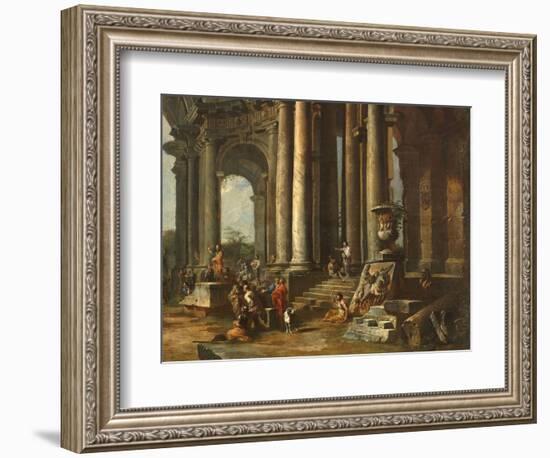 La prédication d'un apôtre dans des ruines d'architecture-Giovanni Paolo Pannini-Framed Giclee Print