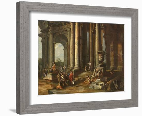 La prédication d'un apôtre dans des ruines d'architecture-Giovanni Paolo Pannini-Framed Giclee Print