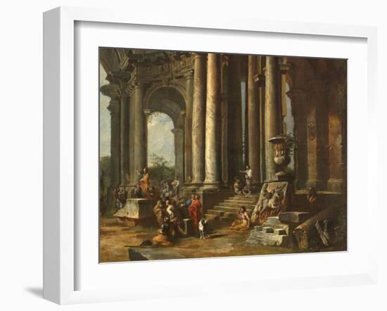 La prédication d'un apôtre dans des ruines d'architecture-Giovanni Paolo Pannini-Framed Giclee Print