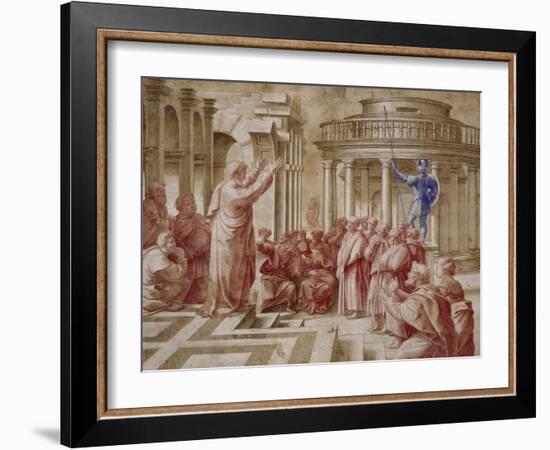 La Prédication de saint Paul aux Athéniens-Raffaello Sanzio-Framed Giclee Print