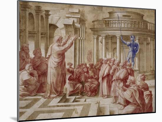 La Prédication de saint Paul aux Athéniens-Raffaello Sanzio-Mounted Giclee Print