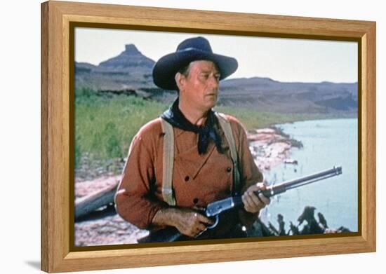 La Prisonniere du Desert THE SEARCHERS by JohnFord with John Wayne, 1956 (photo)-null-Framed Stretched Canvas