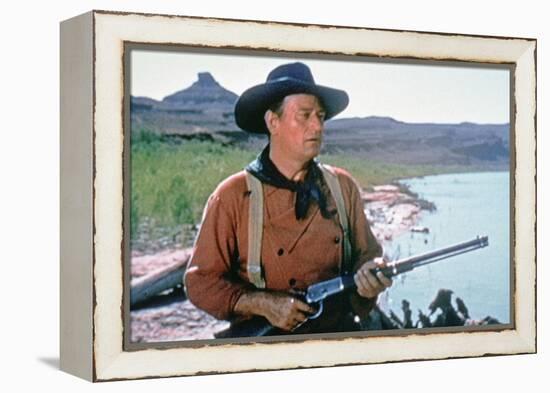 La Prisonniere du Desert THE SEARCHERS by JohnFord with John Wayne, 1956 (photo)-null-Framed Stretched Canvas