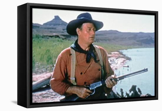 La Prisonniere du Desert THE SEARCHERS by JohnFord with John Wayne, 1956 (photo)-null-Framed Stretched Canvas