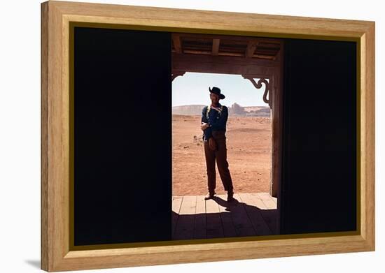 La Prisonniere du Desert THE SEARCHERS by JohnFord with John Wayne, 1956 (photo)-null-Framed Stretched Canvas