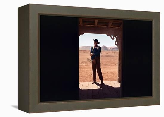 La Prisonniere du Desert THE SEARCHERS by JohnFord with John Wayne, 1956 (photo)-null-Framed Stretched Canvas