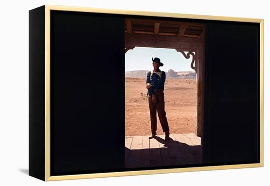 La Prisonniere du Desert THE SEARCHERS by JohnFord with John Wayne, 1956 (photo)-null-Framed Stretched Canvas