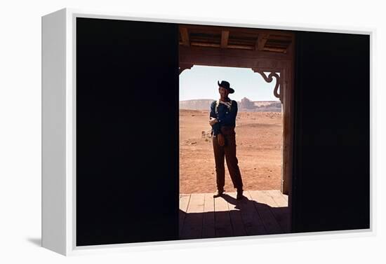 La Prisonniere du Desert THE SEARCHERS by JohnFord with John Wayne, 1956 (photo)-null-Framed Stretched Canvas